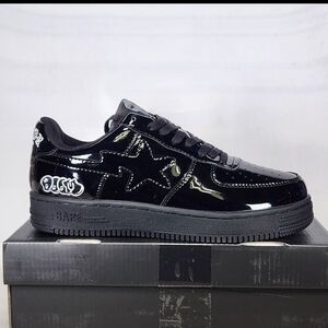 BAPE Black Patent Leather Sneakers
